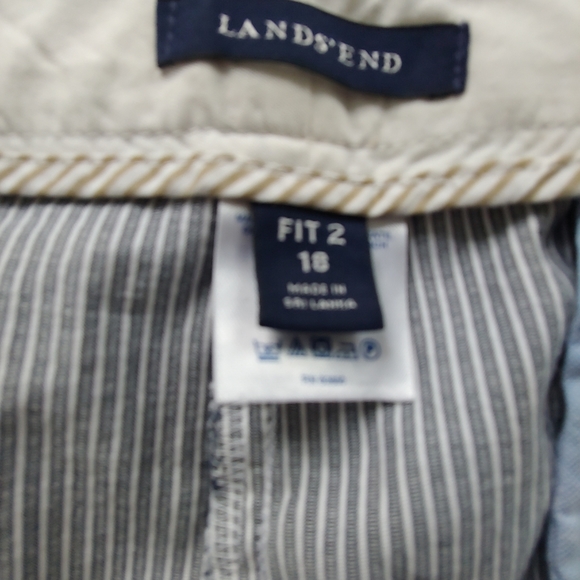 EUC Plus Size Land’s End Women’s Fit 2 Striped Flat Front Shorts – Size 18 - Picture 4 of 8